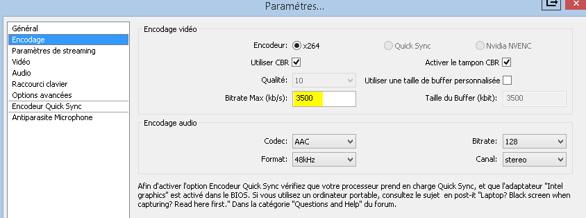 OBS - bitrate